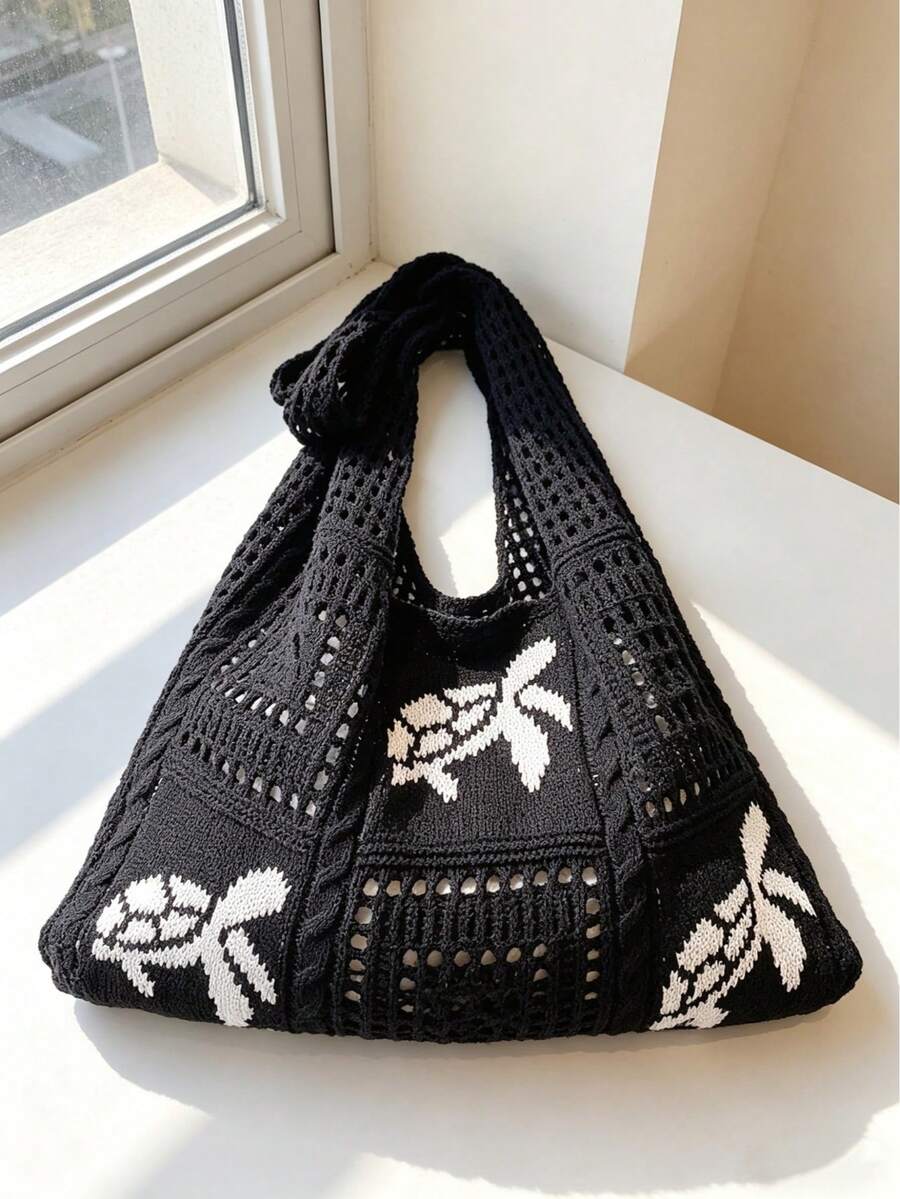 Handcrafted with vibrant bohemian flair, this crochet tote bag features an eye-catching sea turtle design that brings coastal charm to your everyday style. Made from durable yarn, the spacious interior easily holds beach essentials, groceries, or daily necessities. The sturdy handles provide comfortable carrying, while the relaxed, textured weave adds character to any outfit. Perfect for summer adventures, casual outings, or as a thoughtful gift for ocean lovers. 