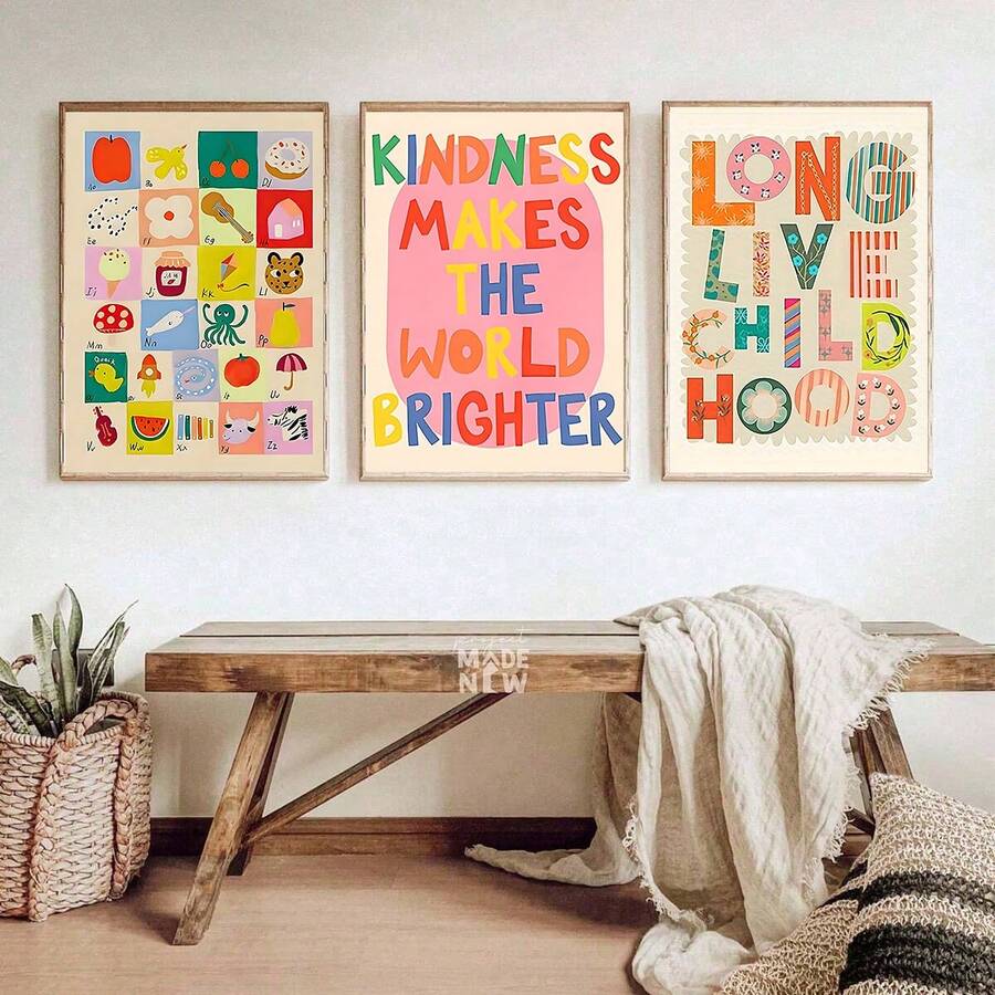 Transform your child's room into an inspiring space with this vibrant canvas wall art set. Featuring colorful designs paired with motivational quotes, each piece brings joy and positivity to any kids' bedroom. The multicolor non-woven fabric prints are lightweight, easy to hang, and perfect for creating an encouraging environment that grows with your child. Ideal for boys, girls, and the whole family—a thoughtful addition to nurseries, playrooms, or shared spaces.