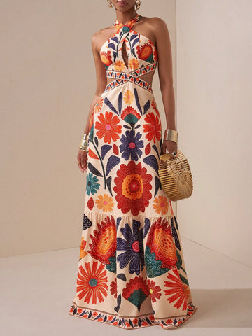 Brighten any occasion with this Colorful Cross Halter Neck Dress. Its vibrant hues and flattering halter design make it a fun choice for weddings, parties, or sunny vacations. Lightweight and stylish, it keeps you comfortable while turning heads wherever you go. Embrace the playful spirit and dance the night away in this lively dress!