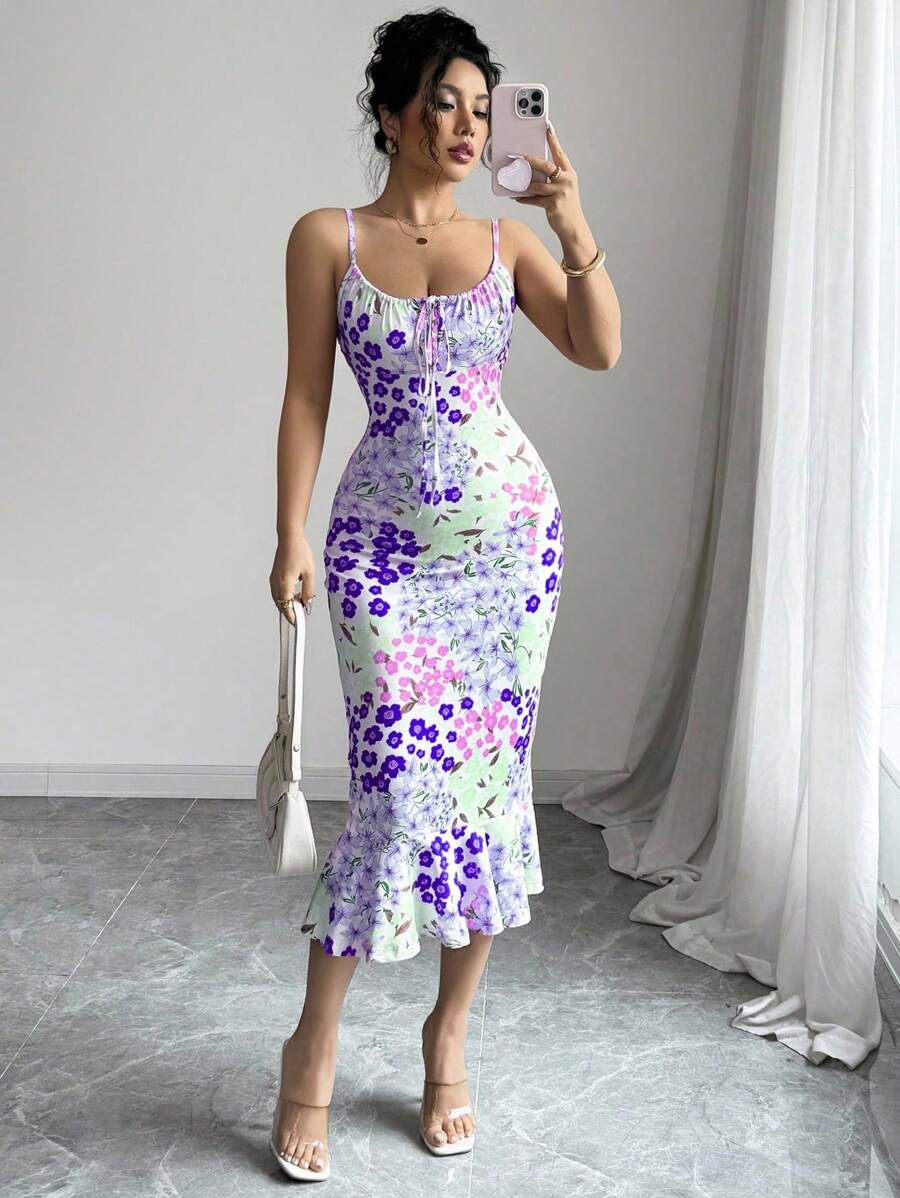 Turn heads this season in our vibrant graphic print slip dress—a playful twist on timeless French elegance. The fitted bodycon silhouette hugs your curves beautifully, while the delicate ruffle hem adds a flirty, feminine touch that moves with you. Perfect for elevating your fall wardrobe, this dress transitions effortlessly from day to night. Whether you're dressing it up with heels or keeping it casual with sneakers, this colorful statement piece brings instant personality to any outfit. Embrace your bold