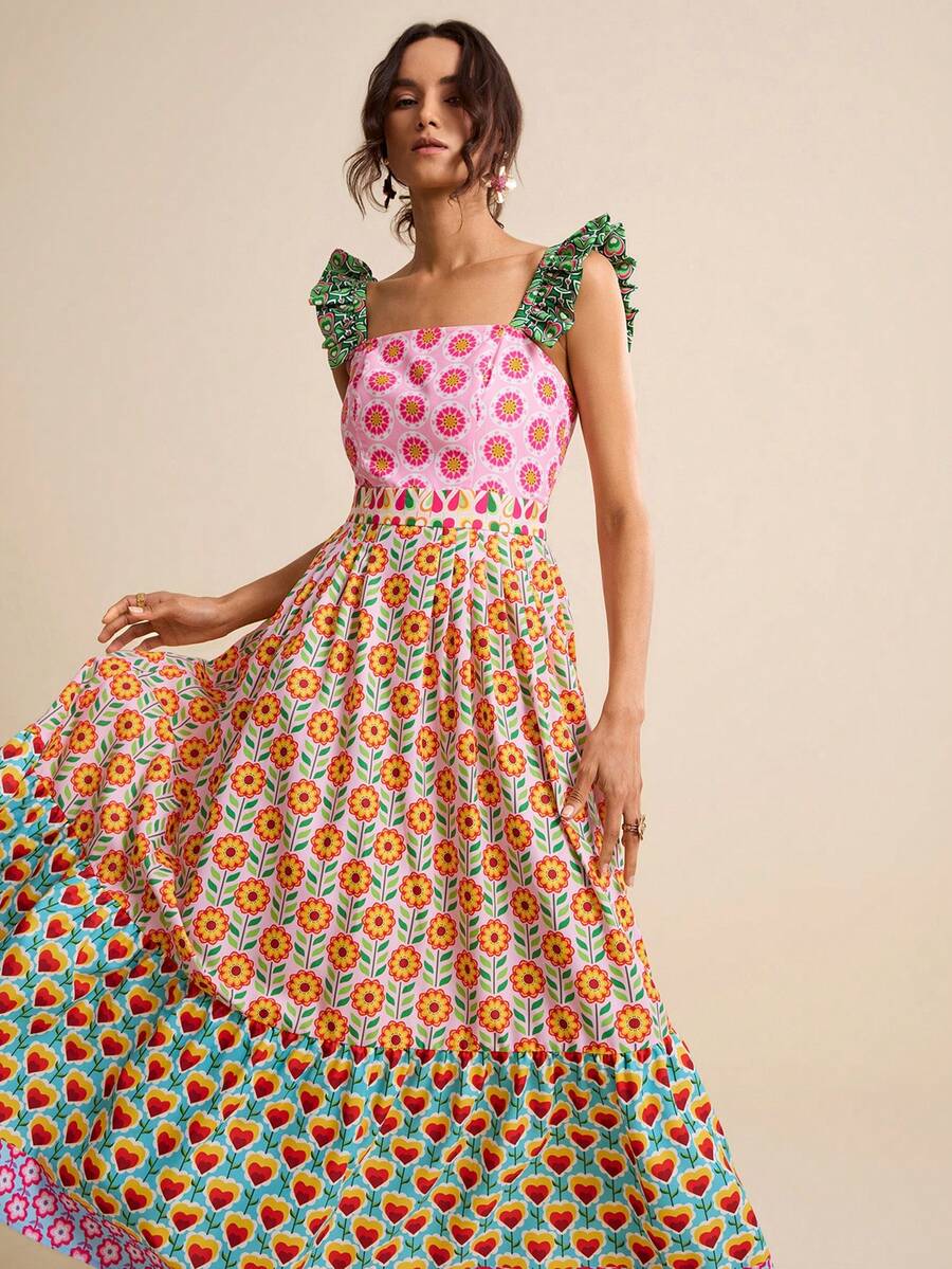 Experience the breathtaking fusion of bohemian heritage and sharp, modern architectural tailoring. This stunning patchwork ensemble is meticulously designed for the woman who values a high-fashion, "quiet luxury" approach to seasonal dressing—the ultimate centerpiece for prestigious spring garden parties, exclusive summer retreats, and high-authority coastal soirées.