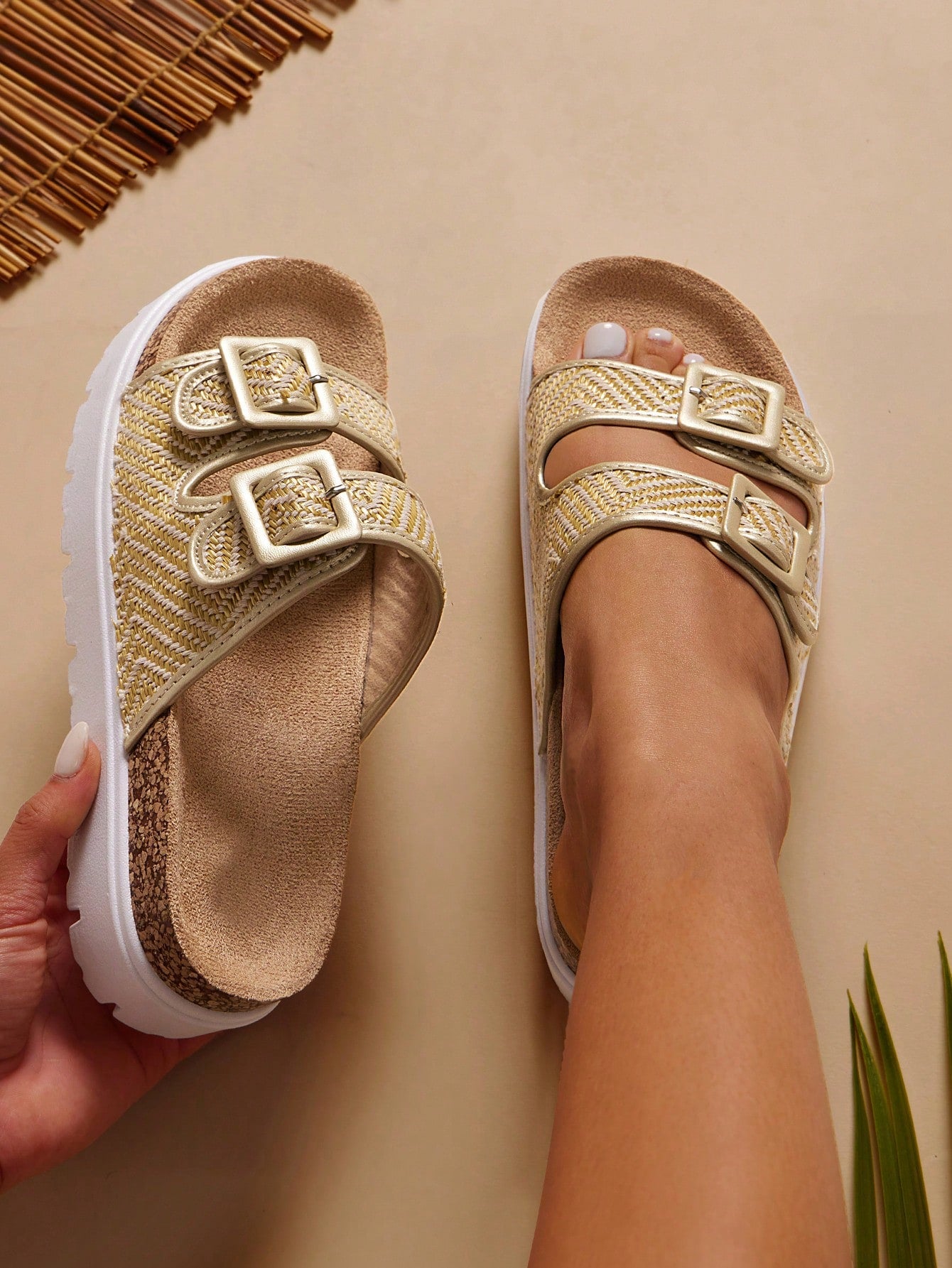 Introducing the perfect blend of comfort and style: our Women's Buckled Cross Bands Slip-On Platform Sandals! With a soft footbed and trendy cross bands, these sandals offer all-day comfort without sacrificing fashion. Step up your shoe game and conquer the day with these versatile slip-ons!