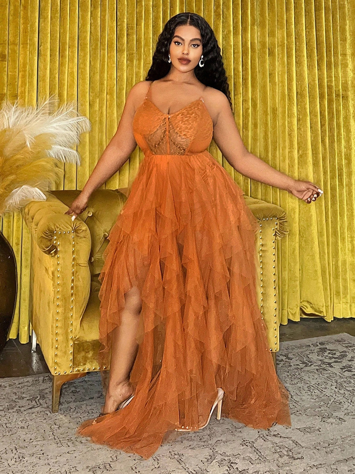 bodycon dress festival Coral Bohemian with Ruffle Trim Size:L - Bust 81-96 CM Grecian One Shoulder Blue 95% Polyester + 5% styleattribute-bridesmaid navy