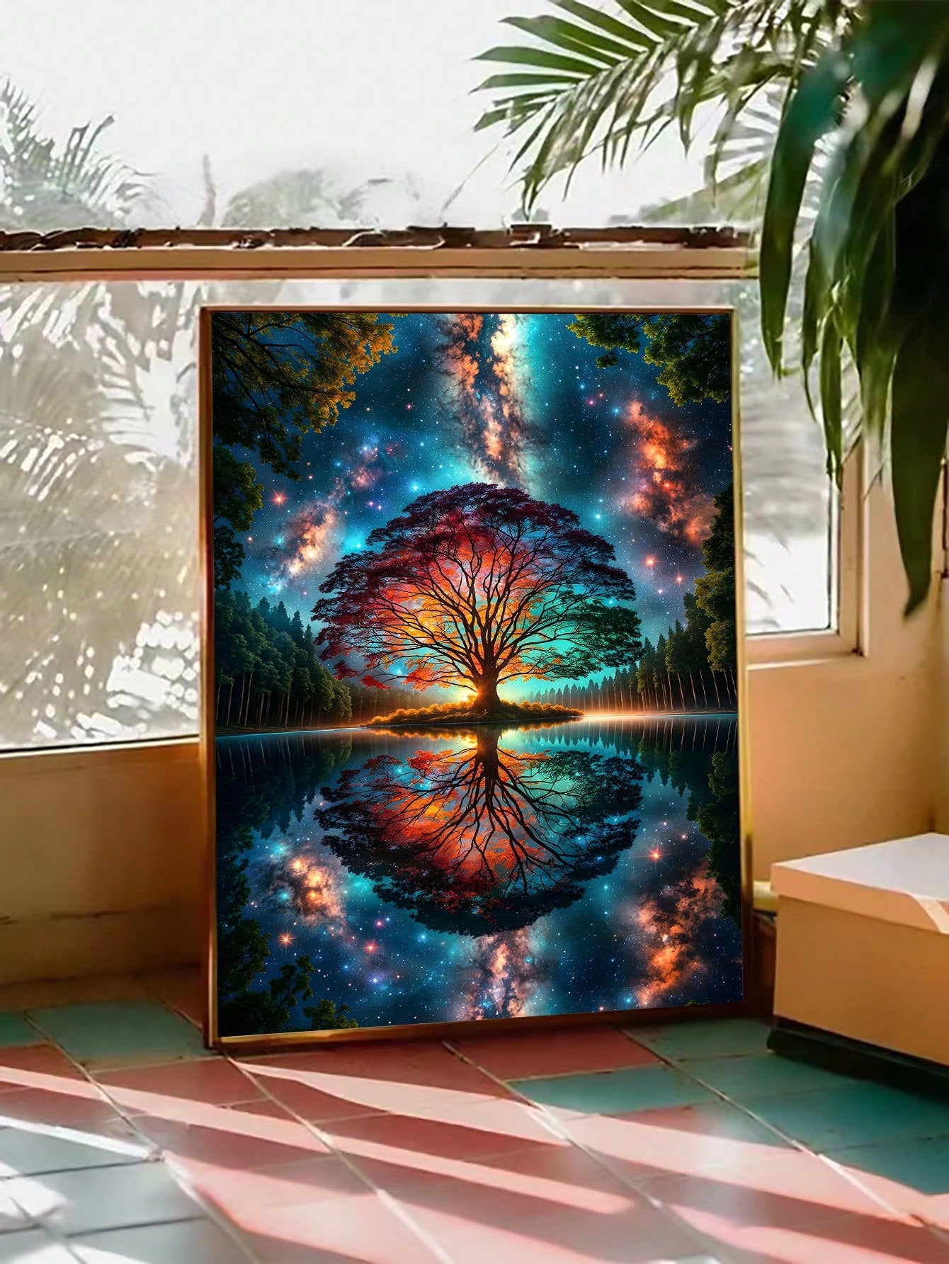 Explore the vastness of the universe with our Cosmic Tree of Life Canvas Art. This modern abstract print features vibrant colors that will bring life to any living space. Let its cosmic energy elevate your home decor and inspire your imagination.