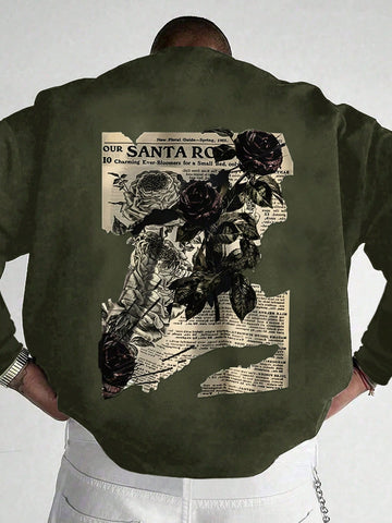 Get cozy with the Cotton Comfort Back Poster Print Sweatshirt for Men. This basic style sweatshirt features a unique poster print on the back for a cool and quirky touch. Made with comfortable cotton material, it's perfect for lounging or a casual day out. Say goodbye to boring sweatshirts!