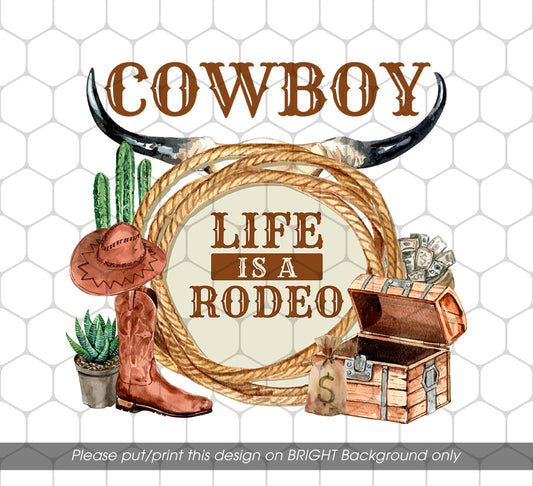 Cowboy Design, Retro Life Is A Rodeo, Love Cowboy Life, Png For Shirts, Png Sublimation