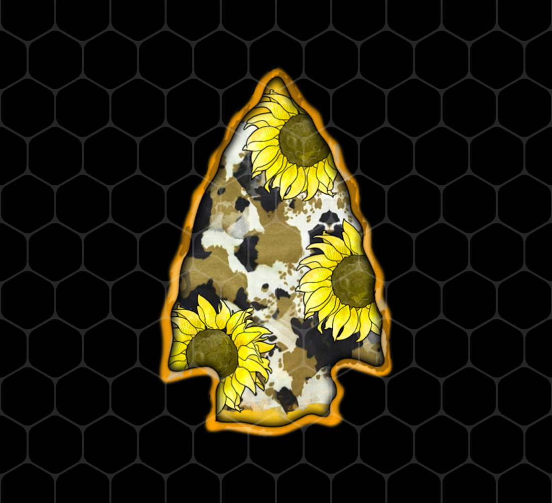 Cowhide And Sunflower Arrowhead, Love To Go Hunting, Love Hunter, Png For Shirts, Png Sublimation