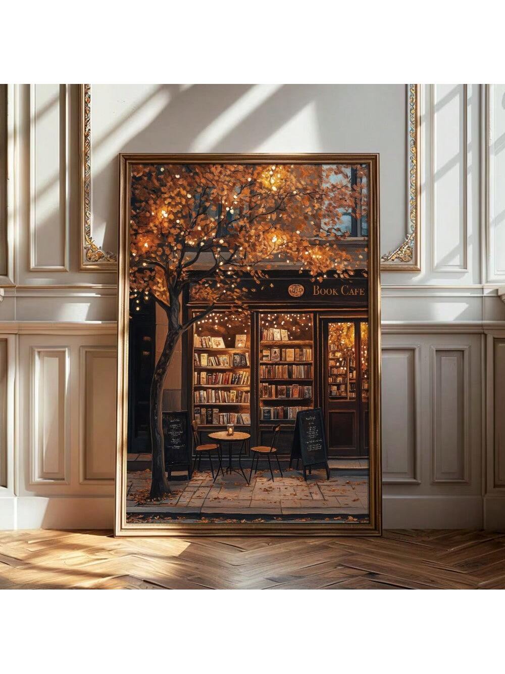 Transform your space into a warm autumn retreat with this charming cafe wall art print. Featuring soft, inviting aesthetics perfect for creating that cozy coffee-shop vibe at home, this frameless design brings effortless style to any room—whether you're decorating a dorm, bedroom, or living area. The muted autumn tones and nostalgic cafe vibes make it an instant mood-setter that pairs beautifully with minimalist or eclectic decor. No frame needed, just hang and let the good vibes flow. Your walls deserve a 