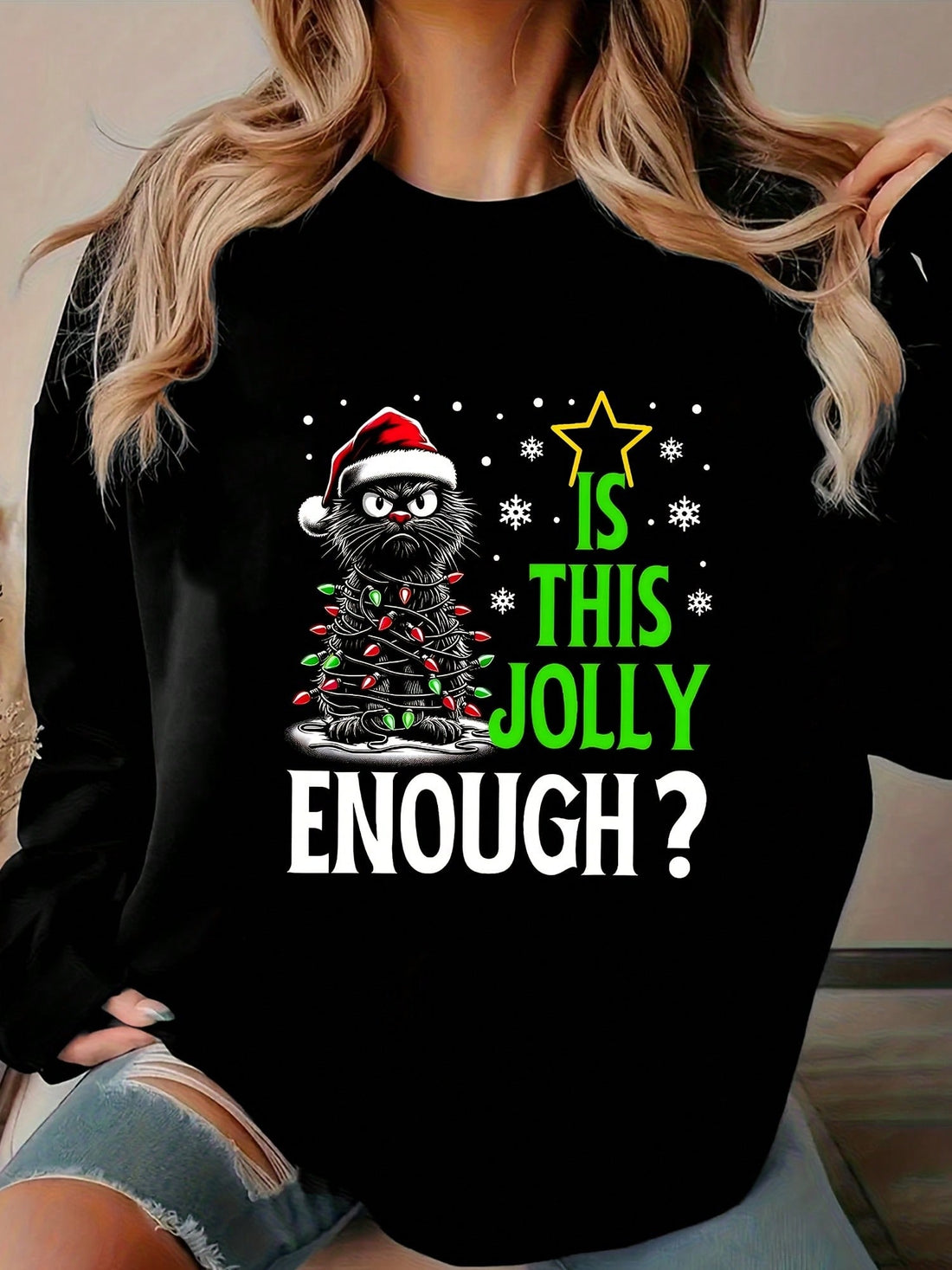 Get cozy this holiday season with our purr-fect Black Cat Christmas Hooded Sweater! Featuring a joyful slogan and a festive feline, this sweater is sure to be a hit at any holiday party or for casual wear. Made of soft materials, it's perfect for cuddling up by the fire.