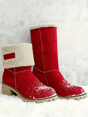 Introducing Cozy Chic, the ultimate snow boot for women. Featuring a 2-in-1 design with a mid-calf height, faux leather exterior, and chunky heel, these boots provide both fashion and function. Stay warm and stylish with the added bonus of a cozy fur lining.