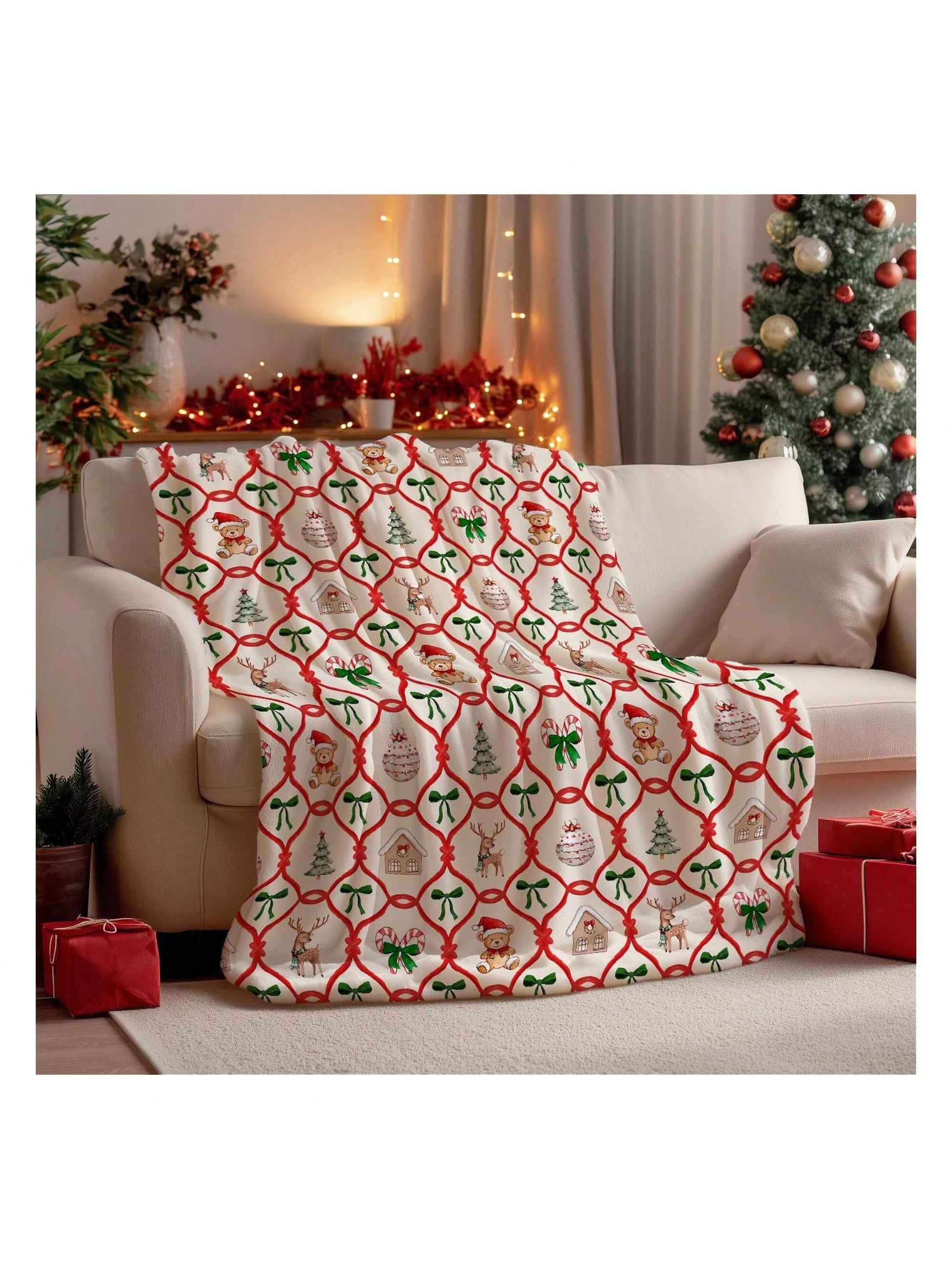 Wrap yourself in holiday cheer with the Cozy Christmas Bear Flannel Blanket. This soft, plush fleece throw brings warmth and festive spirit to any room, perfect for snuggling up by the fire or adding extra comfort to your couch. Its adorable bear design makes it a charming gift that spreads joy throughout the season. Embrace the cozy vibes and make every chilly moment merrier!