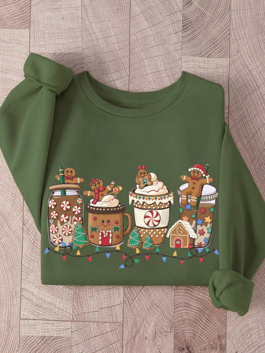 Introducing the Cozy Christmas Cartoon Fleece Sweatshirt! Keep warm this holiday season with our festive and fun holiday drink print. Made with soft fleece for maximum comfort, this sweatshirt is the perfect addition to any cozy winter outfit. Spread the holiday cheer with this unique and stylish sweatshirt.