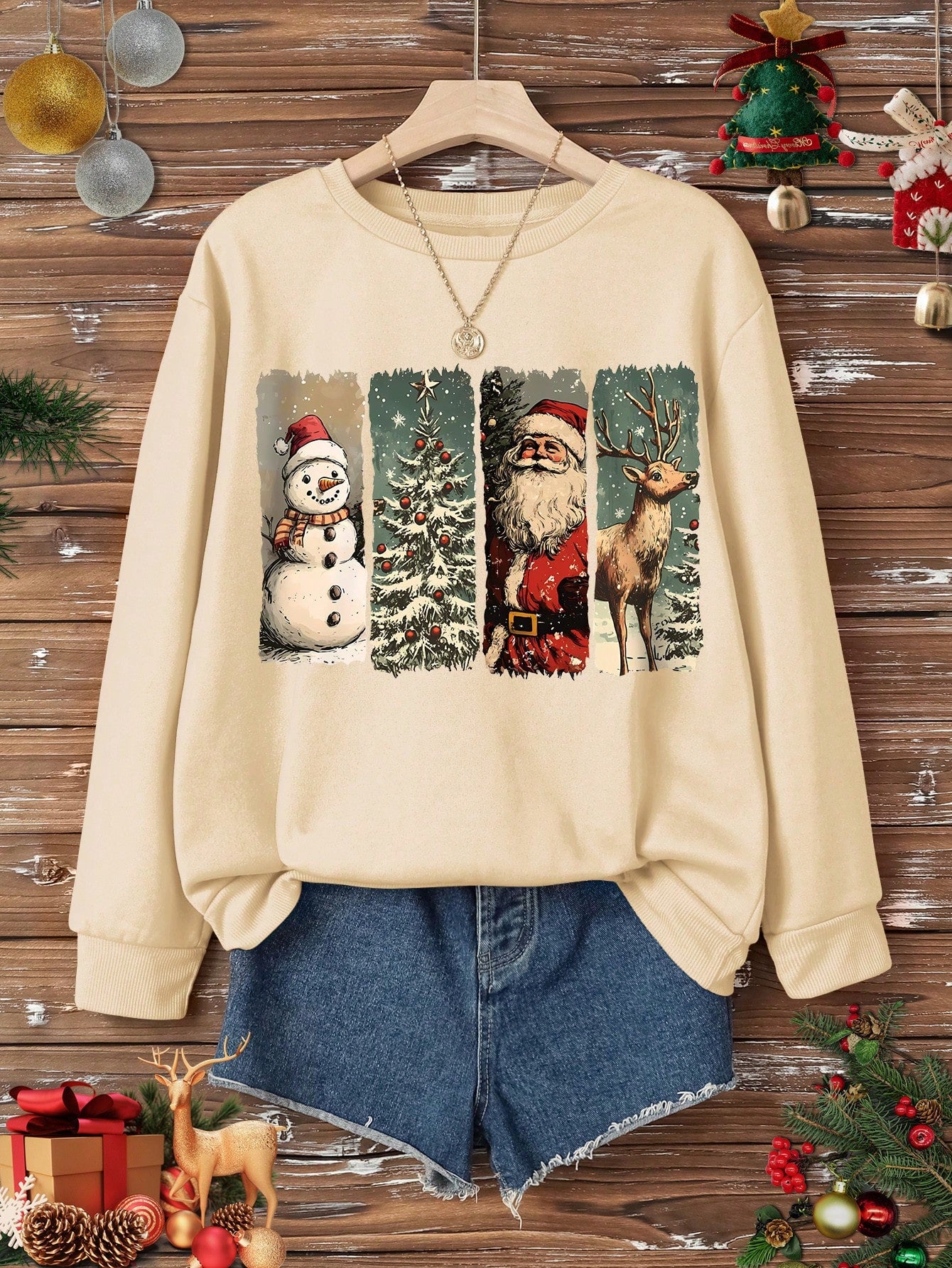 Stay warm and stylish this holiday season with our Cozy Christmas Charm sweatshirt. Made for women, it features a beautiful snowy landscape design that is perfect for casual wear. Made with comfort in mind, this sweatshirt will keep you cozy and festive all winter long.Style : Casual