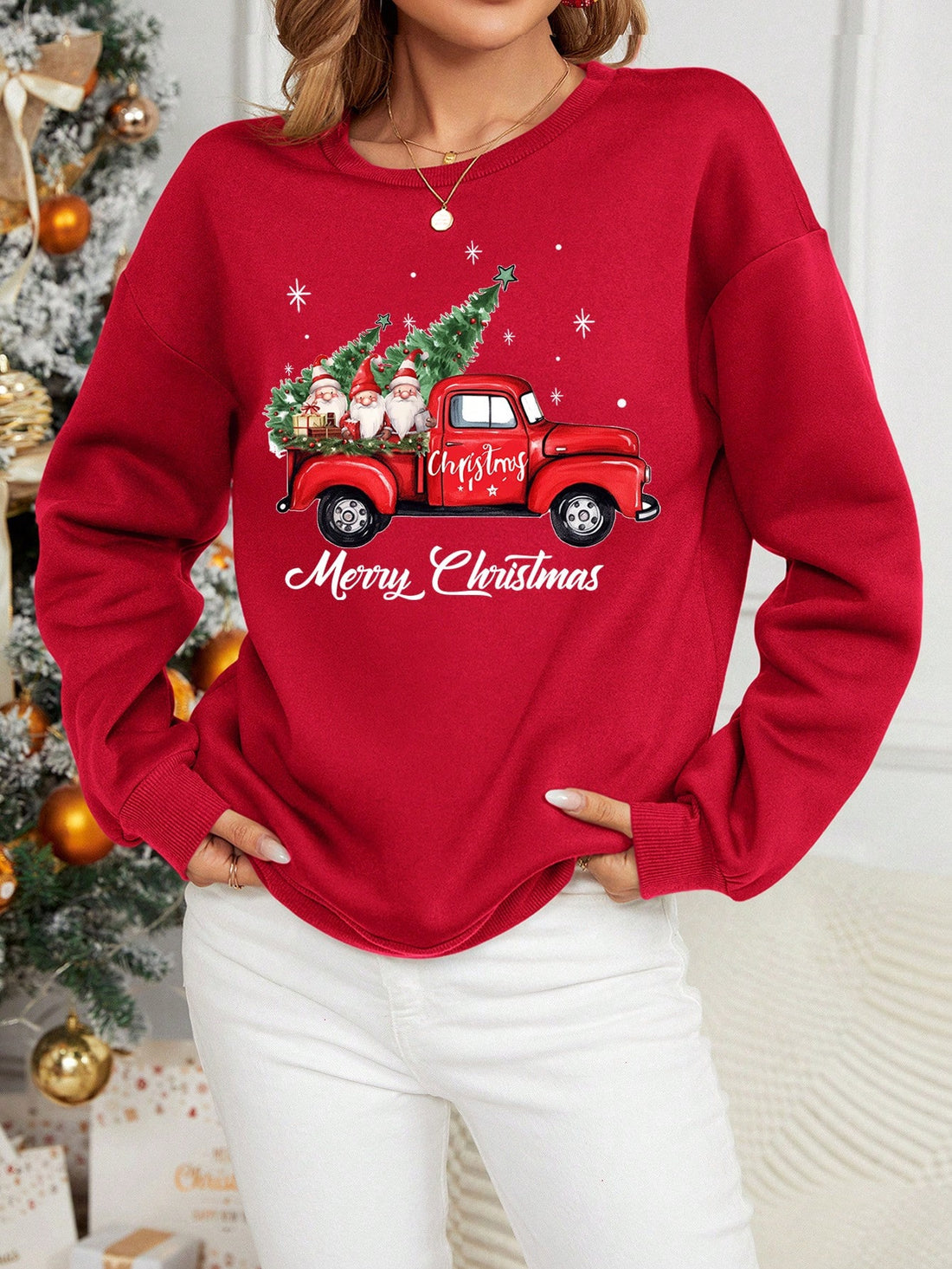Gear up for the holiday season with our Cozy Christmas Cheer sweatshirt! This oversized sweatshirt features a festive hand-painted truck design that will add a touch of Christmas magic to any outfit. Stay warm and stylish while spreading holiday cheer!