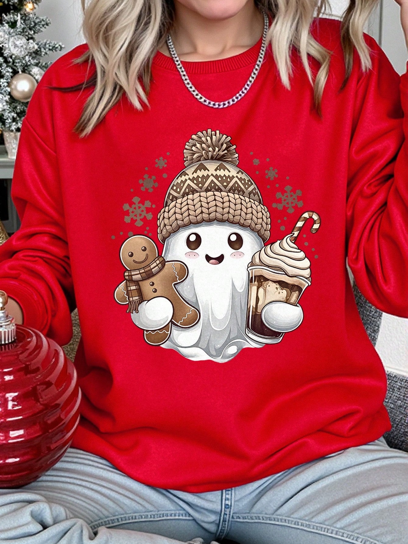 Elevate your holiday festivities with our Cozy Christmas Cheer sweatshirt! This women's sweatshirt features a charming snowman and gingerbread print, perfect for spreading holiday cheer. Made with cozy materials, you'll stay warm and comfortable while looking festive. Ideal for any holiday occasion or cozy night in.