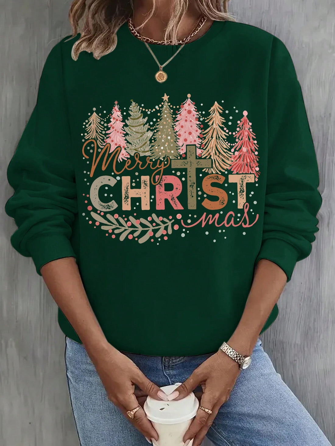 Experience the ultimate cozy and stylish holiday with Cozy Christmas Cheer sweatshirt. Made with a trendy tree print, this sweatshirt is perfect for any festive occasion. Stay warm and fashionable this season with our comfortable and on-trend sweatshirt.