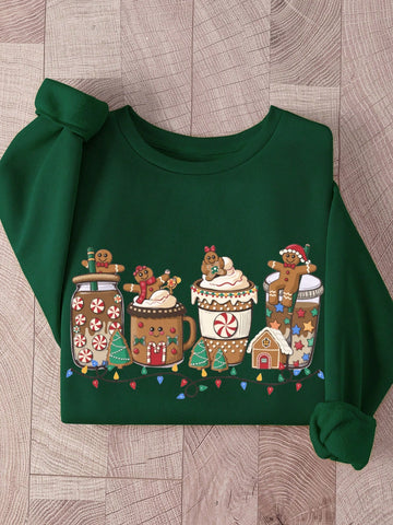 Wrap yourself in holiday cheer with this delightfully cozy gingerbread man sweatshirt! Featuring a charming printed design that brings festive flair to your everyday wardrobe, this thermal-lined long sleeve top is your new cold-weather essential. Perfect for autumn and winter adventures, the soft lining keeps you toasty warm while the relaxed fit ensures all-day comfort. Whether you're sipping hot cocoa, decorating the tree, or just spreading seasonal joy, this playful sweatshirt adds a touch of whimsy to y