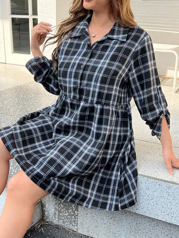 Introducing the perfect dress for all your holiday gatherings AND cozy everyday wear – our Cozy Christmas Plaid Plus Size Shirt Dress! Not only does it feature a festive plaid print, but it also provides maximum comfort and style. Who says you can't have it all?