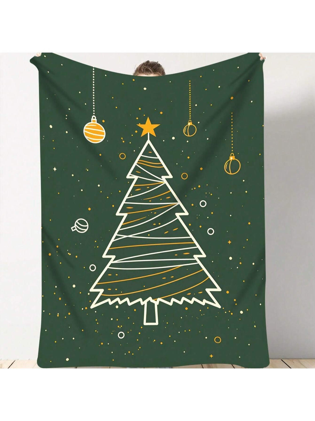 Wrap yourself in festive cheer with this cozy dark green flannel throw blanket, adorned with shimmering golden ornaments. Its soft plush fabric keeps you warm all year round, making it the perfect snuggle buddy for chilly nights or holiday movie marathons. Add a splash of holiday spirit to your home decor or gift it to someone who loves merry moments and comfy vibes!