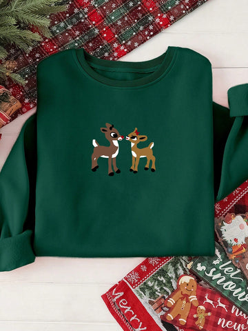 Stay cozy and stylish this autumn and winter with our Deer Print Fleece Sweatshirt! Made with soft fleece material, this sweatshirt features a unique deer print design. Perfect for staying warm and on-trend during the colder months.