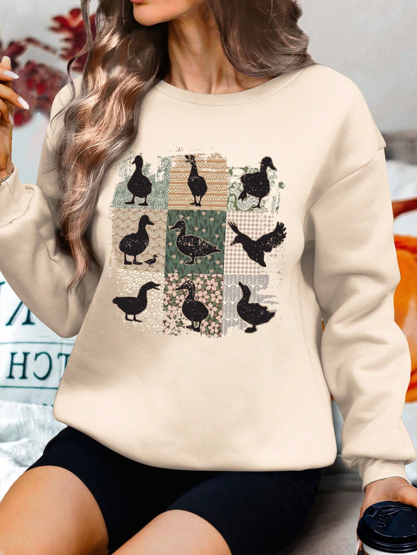 Embrace the farmhouse life with our Cozy Duck Floral Sweatshirt. Its loose fit offers ultimate comfort while the quirky duck and floral print adds a touch of whimsy. Perfect for cozy nights by the fire or a trip to the farmers market. (Quack up your wardrobe with our sweatshirt!)