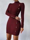 Discover the perfect blend of comfort and style with our Cozy Elegance: Neck Button Detail Bodycon Sweater Dress. Crafted with ultra-soft material, this dress hugs your curves and features a stylish neck button detail for added elegance. Stay warm and chic this season with the ultimate sweater dress.