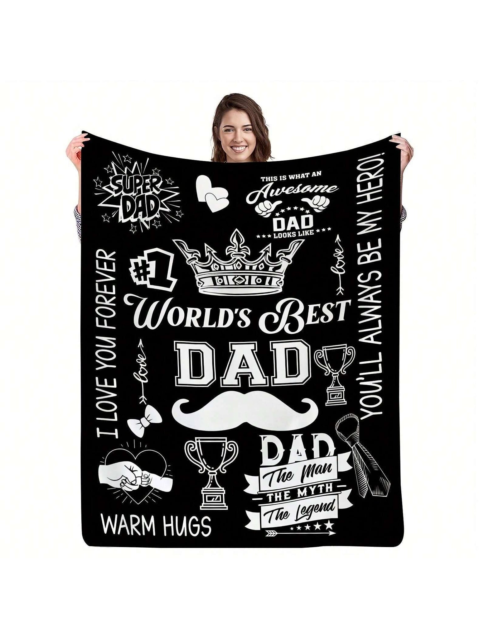 Wrap Dad in warmth and love with this cozy flannel blanket featuring a fun crown and trophy design—because every dad deserves to feel like a champion! Perfect for snuggling on the couch or adding a playful touch to his favorite chair, this blanket makes a heartfelt Father’s Day gift from daughter or son. Soft, snug, and full of personality, it’s a daily reminder that Dad truly rules the family game.
