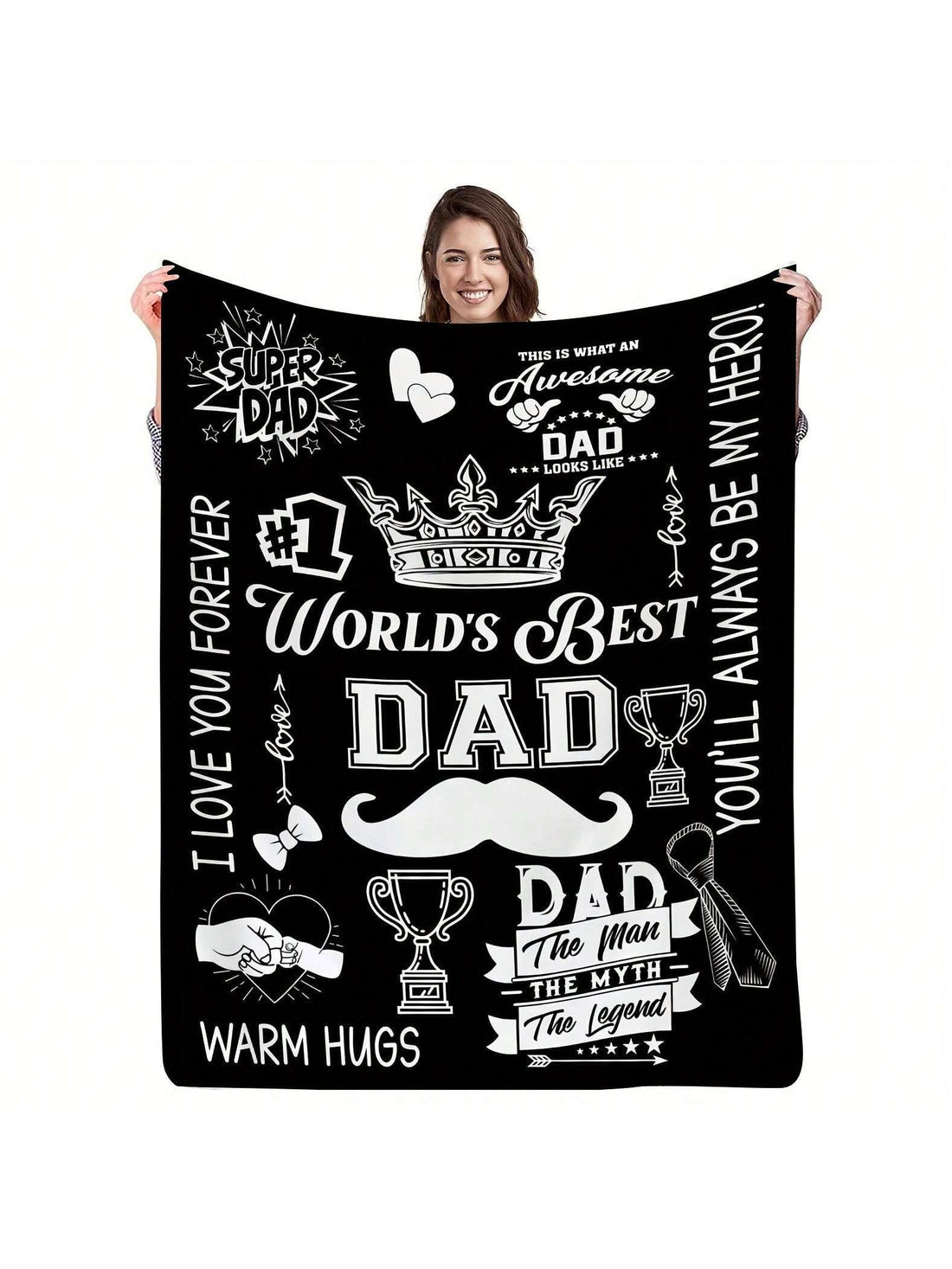 Wrap Dad in warmth and love with this cozy flannel blanket featuring a fun crown and trophy design—because every dad deserves to feel like a champion! Perfect for snuggling on the couch or adding a playful touch to his favorite chair, this blanket makes a heartfelt Father’s Day gift from daughter or son. Soft, snug, and full of personality, it’s a daily reminder that Dad truly rules the family game.