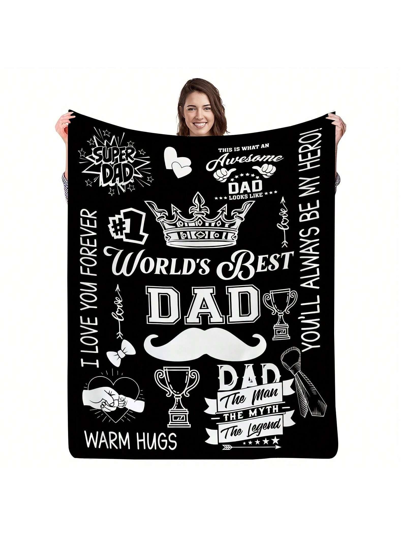 Wrap Dad in warmth and love with this cozy flannel blanket featuring a fun crown and trophy design—because every dad deserves to feel like a champion! Perfect for snuggling on the couch or adding a playful touch to his favorite chair, this blanket makes a heartfelt Father’s Day gift from daughter or son. Soft, snug, and full of personality, it’s a daily reminder that Dad truly rules the family game.