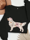 Experience ultimate comfort and fun with our Cozy Floral Dog Graphic Sweatshirt. The casual loose fit allows for free movement while the soft fabric keeps you warm and cozy. Plus, the adorable dog graphic adds a playful touch to your wardrobe. Perfect for any casual occasion.