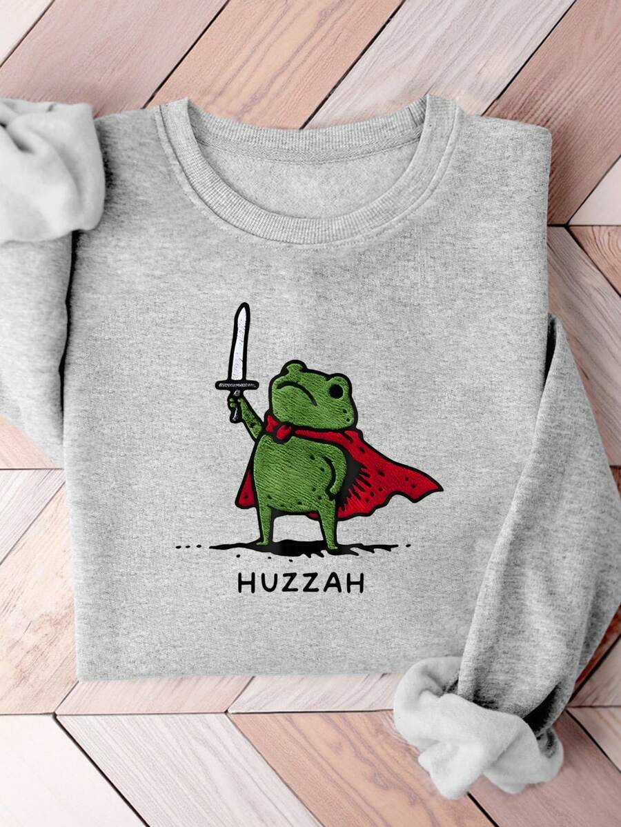 Hop into comfort with this adorable frog print crew neck sweatshirt! Featuring a charming amphibian design that brings a whimsical touch to your wardrobe, this cozy layer is your new autumn and winter essential. Crafted for softness and warmth, it's perfect for casual days, lazy weekends, or whenever you need a hug in fabric form. The relaxed fit and classic crew neckline make it easy to style with your favorite jeans or leggings. Whether you're a frog enthusiast or just love quirky, fun fashion, this sweat