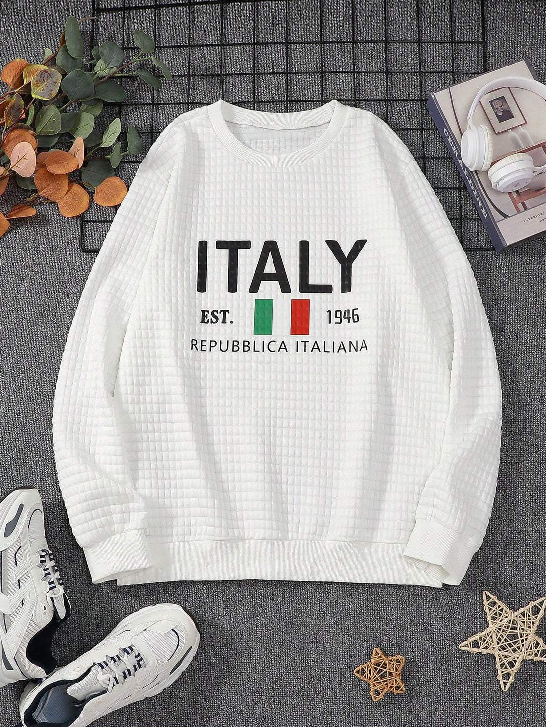 Stay warm in style with our Cozy Italy Flag Waffle Fleece Crew Neck Sweatshirt for Men! Perfect for family matching outfits, show off your love for Italy with its eye-catching flag design. Made from soft and comfortable waffle fleece, this sweatshirt will keep you cozy all day long. (Score a fashion touchdown with this Italian-inspired sweatshirt!)