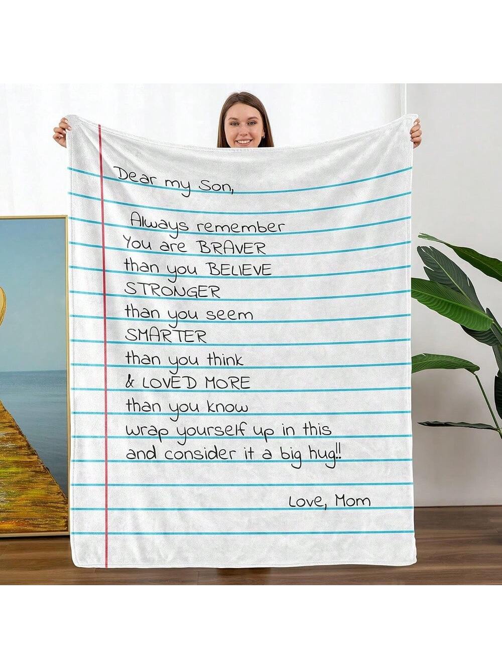 Wrap your son in warmth and love with the Cozy Love & Courage Flannel Throw Blanket. Soft, snuggly, and perfect for any occasion, this blanket is a heartfelt gift from moms who want to remind their sons they’re always wrapped in courage and care. Whether it’s movie night or a chilly day, this cozy throw brings comfort and smiles in every stitch.