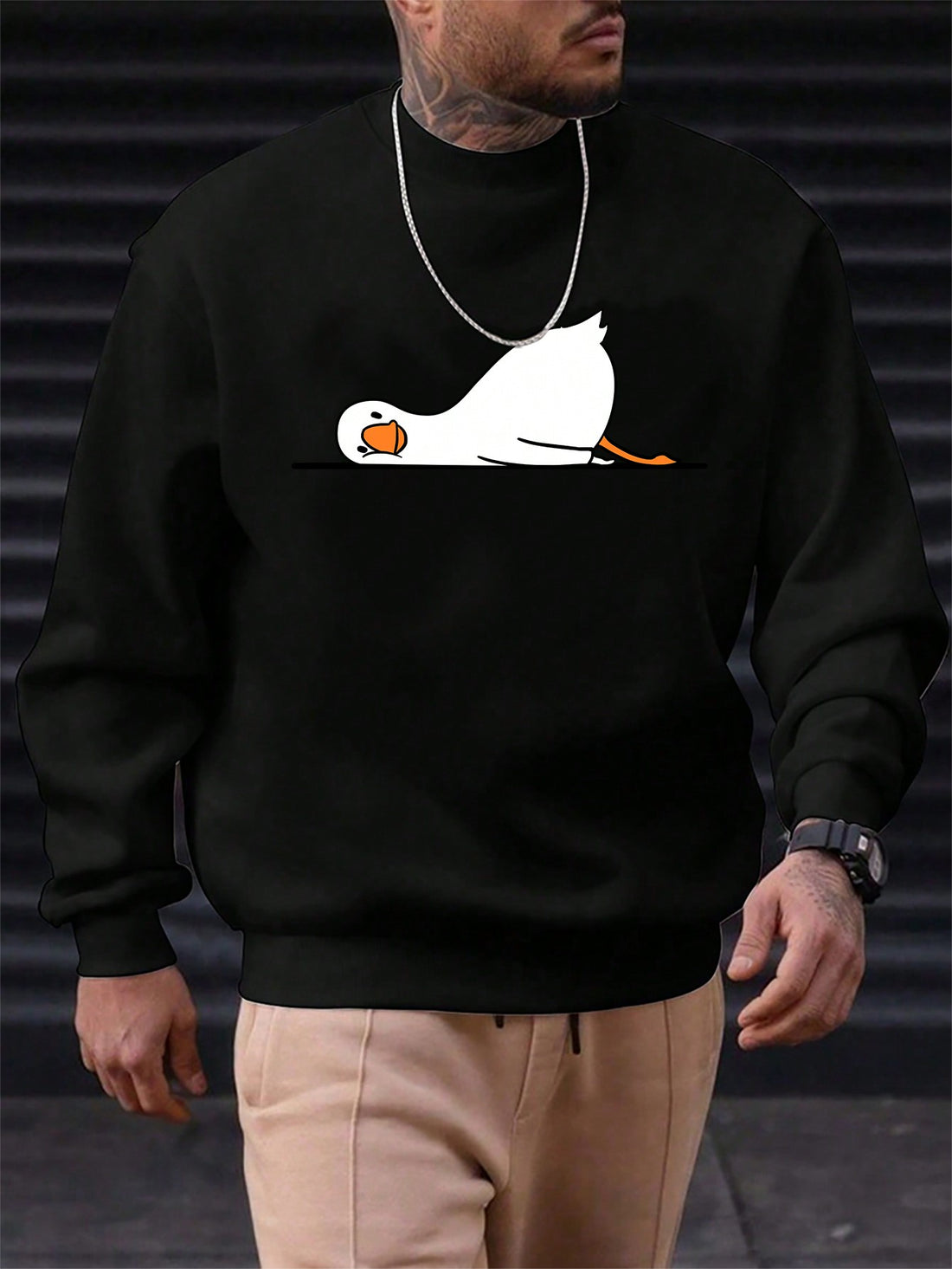 Stay warm and stylish this autumn/winter with our Cozy Plus-Size Men's Graphic Sweatshirt. Made with a trendy crew neck design, this sweatshirt is perfect for those casual days. The plus-size fit ensures maximum comfort, making it the perfect choice for any man looking to add some cool and cozy vibes to their wardrobe.