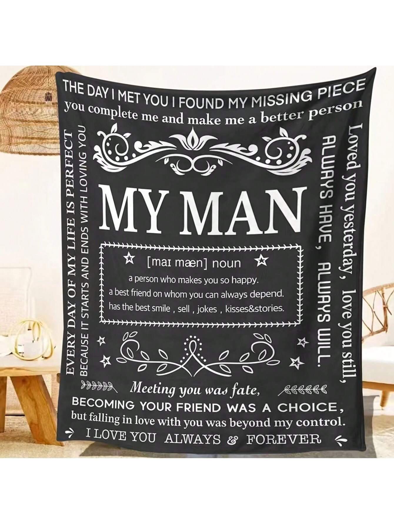 Snuggle up in style with our Cozy Plush Blanket - the perfect gift for the special man in your life! With its ultra-soft material, this blanket is perfect for birthdays, anniversaries, or any holiday celebration. Give the gift of warmth and comfort with our Cozy Plush Blanket.