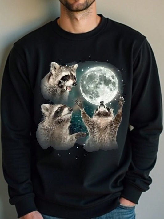 Stay warm and stylish in the Cozy Raccoon & Moon Print Sweatshirt for Men. The thermal lining ensures maximum comfort in colder seasons, while the unique print adds a touch of charm to any outfit. Perfect for autumn and winter, this pullover is a must-have for any fashion-forward individual.