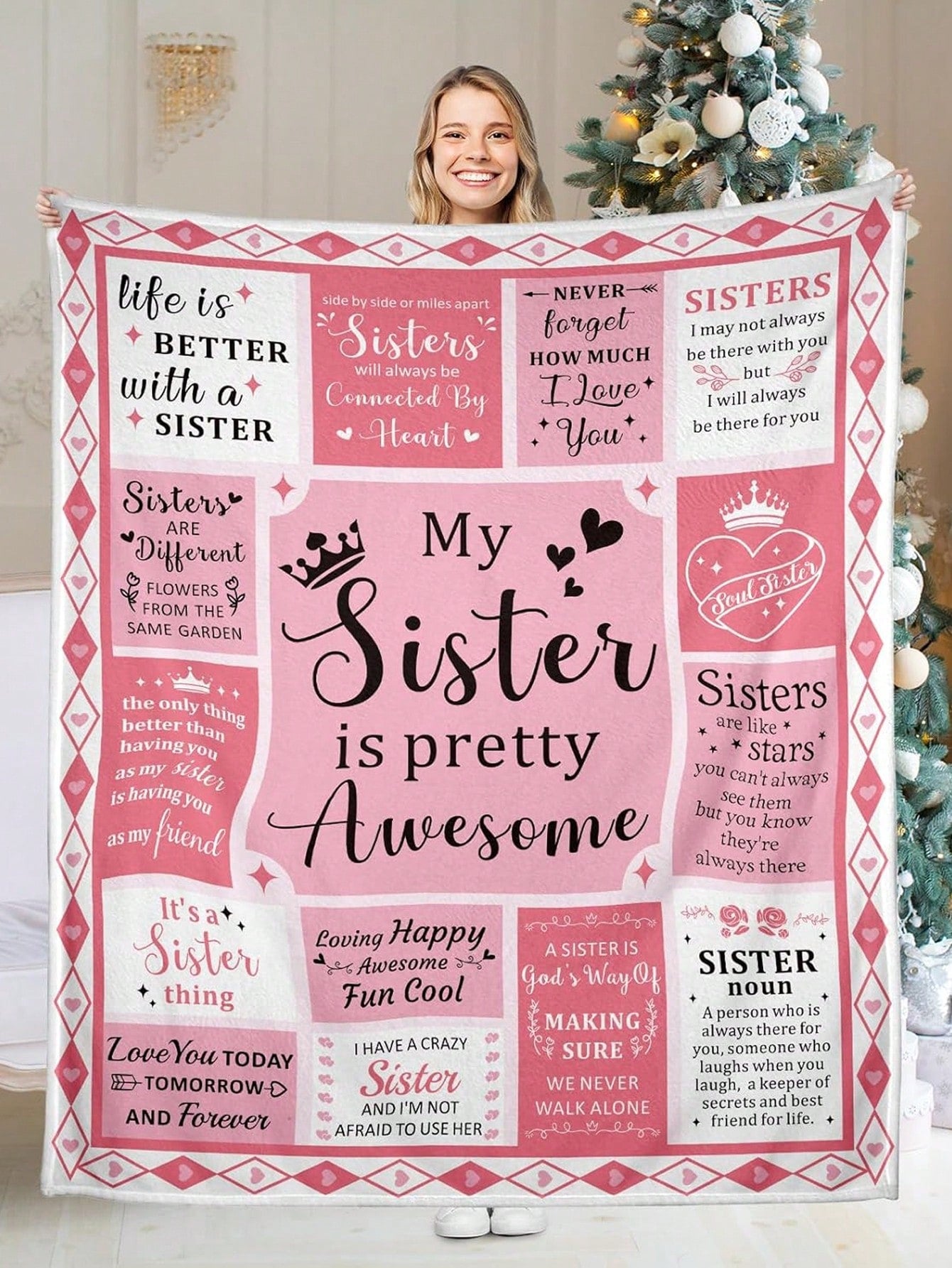Get cozy with our Cozy Sisters' Flannel Blanket! Made with plush pink fabric, this blanket is perfect for all seasons. It's the ultimate comfort gift for anyone's birthday!