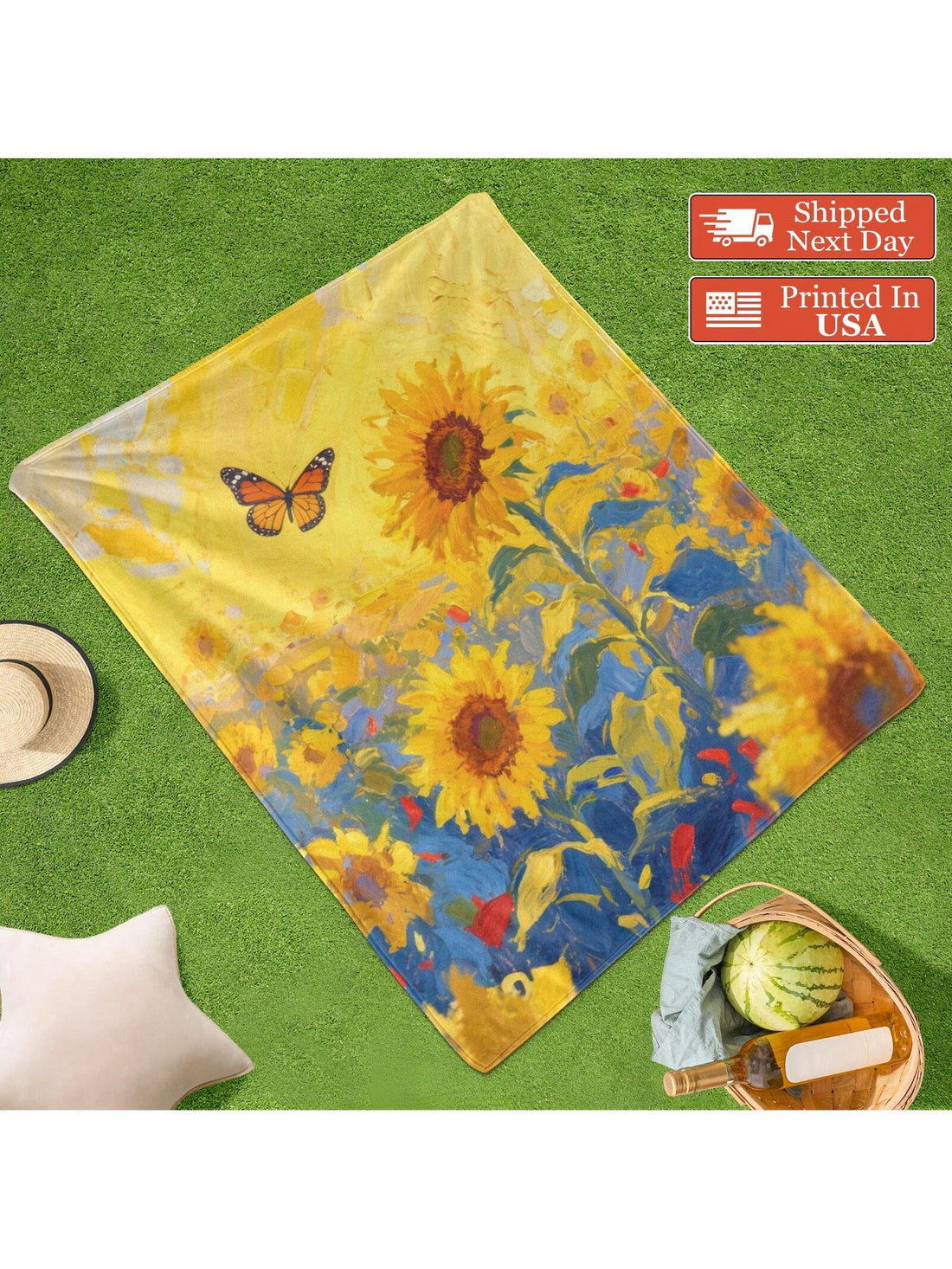 Wrap yourself in sunshine with the Cozy Sunflower Picnic Blanket! This soft, warm flannel throw is perfect for outdoor adventures, travel, or adding a cheerful touch to your home decor. Its vibrant sunflower design brings a playful pop of color while keeping you comfy and cozy wherever you go. Whether you're picnicking in the park or lounging at home, this blanket is your sunny companion for all seasons.