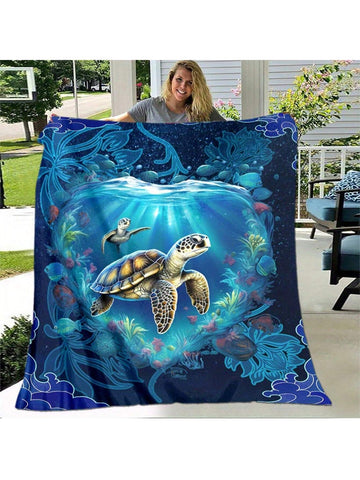 Wrap yourself up in comfort with our Cozy Turtle Print Flannel Blanket! This lightweight blanket features a playful turtle print, perfect for adding a touch of whimsy to any room. Made with soft and warm flannel material, it's the perfect companion for chilly nights or lazy weekends.