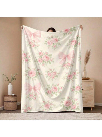 Wrap yourself in warmth and charm with this large flannel blanket featuring a delightful pink rose and bow design. Perfect for snuggling at home or adding a cozy touch to outdoor adventures, its soft fabric keeps you comfy and stylish wherever you go. Embrace comfort with a playful twist!