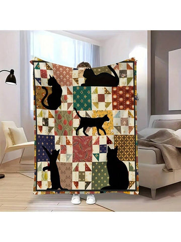 Enhance your home decor with our Cozy Vintage Cat Print Throw Blanket. Made with soft and thickened flannel fleece, it provides warmth for all seasons. The reversible design adds versatility while the floral print adds a touch of vintage charm. Perfect for any occasion and all-around comfort.