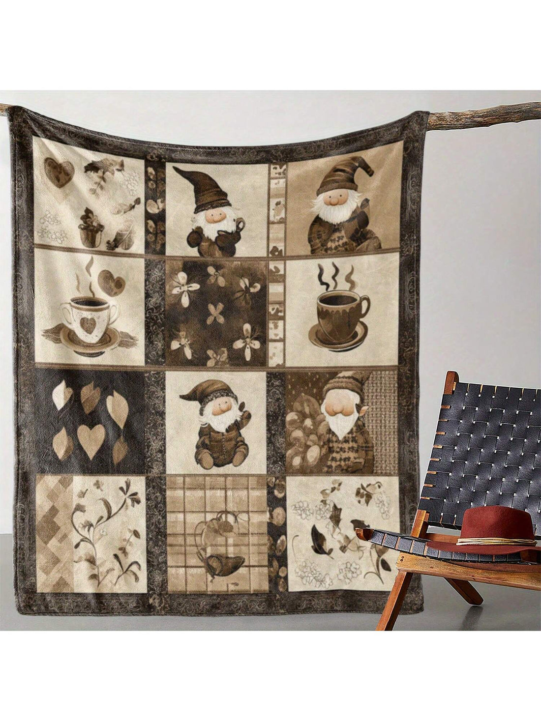 Wrap yourself in whimsy with this Cozy Vintage Gnome and Coffee Print Flannel Throw Blanket. Soft and inviting, it’s the perfect companion for snuggling on the sofa, adding charm to your bed, or staying warm during outdoor adventures. Whether at the office, on a road trip, or camping under the stars, this all-season blanket brings comfort and a sprinkle of playful magic wherever you go.