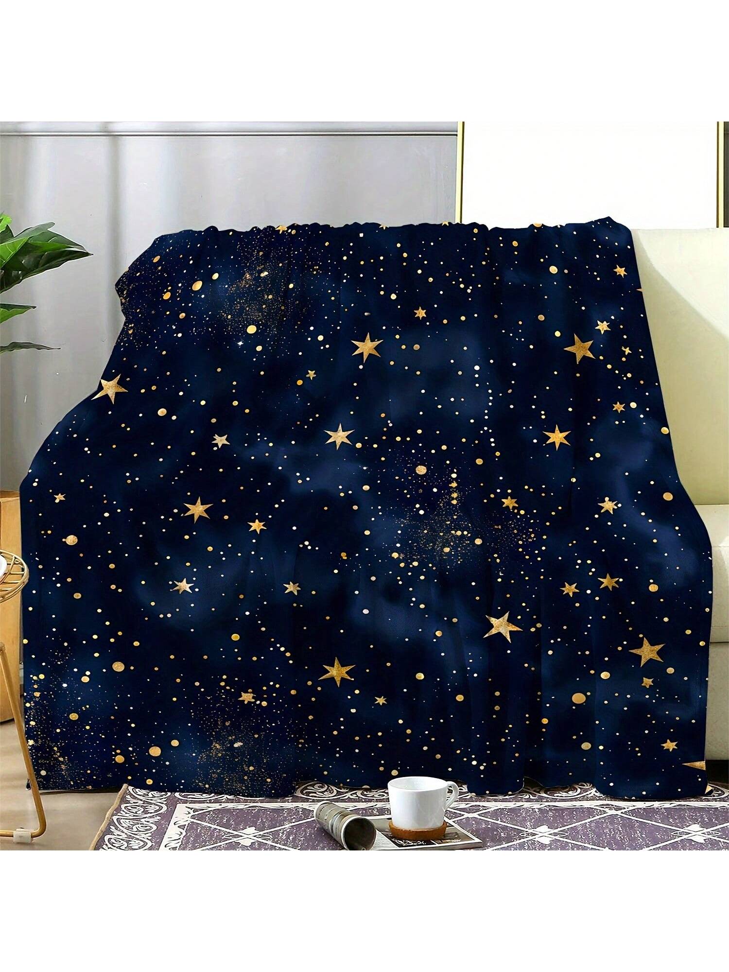 Wrap yourself in the magic of a starry night with this Cozy Vintage Starry Sky Flannel Throw Blanket. Soft and warm, it’s perfect for snuggling up during chilly evenings or adding a stylish touch to any room all year round. Whether you’re binge-watching your favorite shows or dreaming under the stars, this playful throw brings comfort and charm to every moment.
