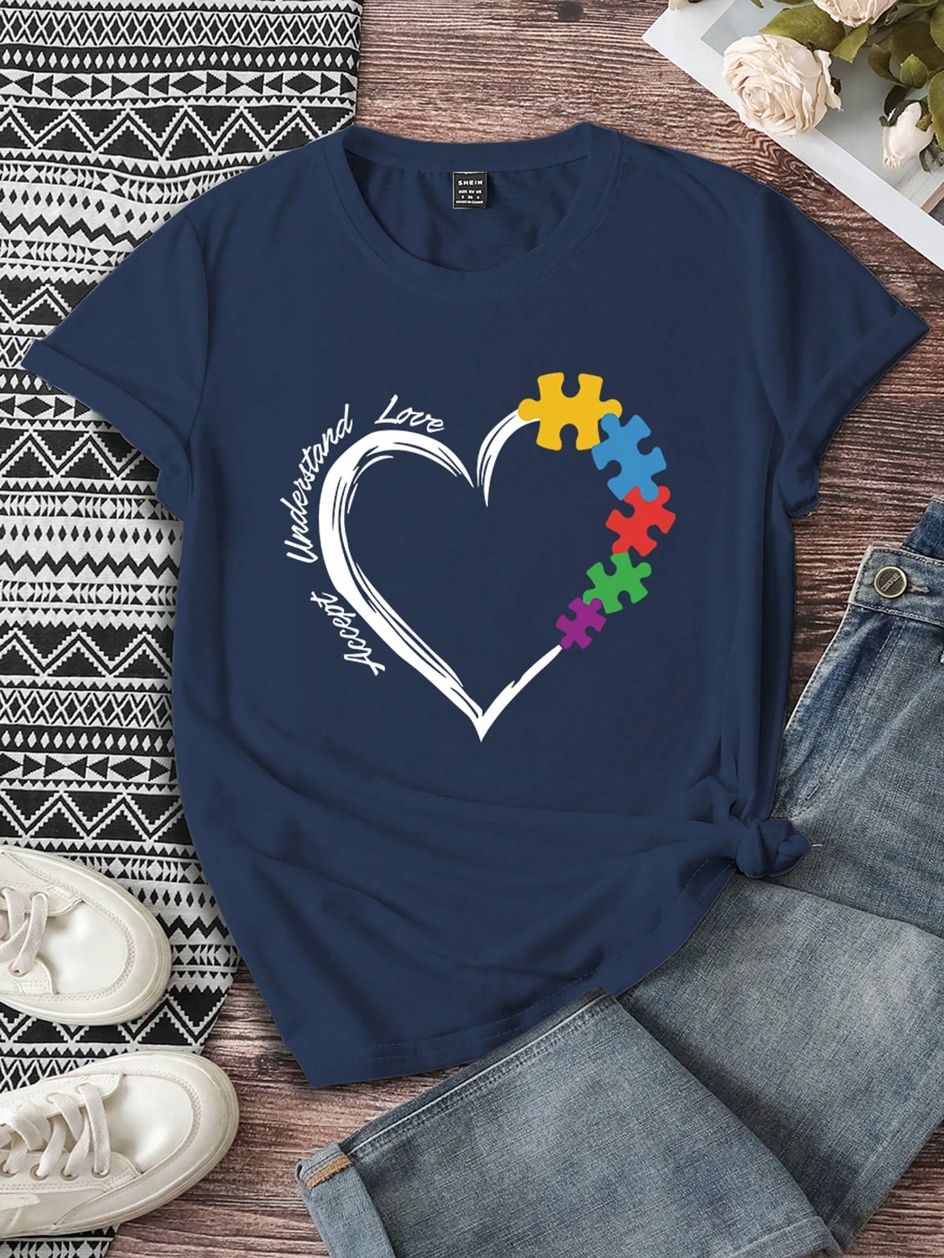 Get ready to solve the puzzle of love with our Creative Puzzle Heart Fitted T-Shirt! Made for Valentine's Day, this casual top is the perfect way to show off your playful side. With a unique design and comfortable fit, you'll feel confident and stylish all day long. Spread joy and laughter (and love!) with this fun t-shirt.