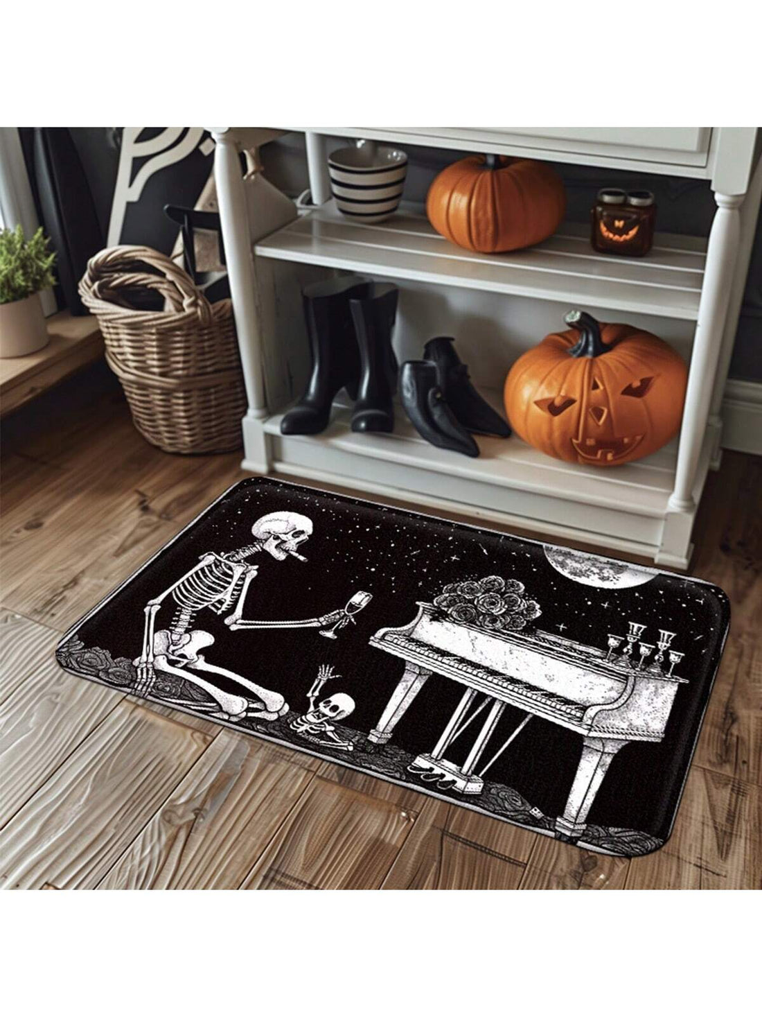 Welcome your guests with our Creative Skull Patterned Flannel Halloween Doormat. Made from soft, absorbent material, this anti-slip rug is perfect for adding a spooky touch to your home decor. Its unique design is sure to impress, making it a great conversation starter. Keep your entrance clean and stylish with this must-have Halloween doormat.