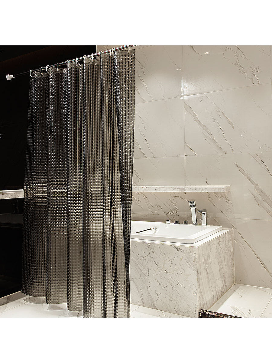 Introducing the Crystal Clear 3D Plastic Shower Curtain. Elevate your bathroom with a touch of elegance and practicality. Made with high-quality 3D plastic, this curtain provides a crystal clear view while keeping water and splashes contained. Enjoy a luxurious shower experience while maintaining a clean and stylish bathroom.