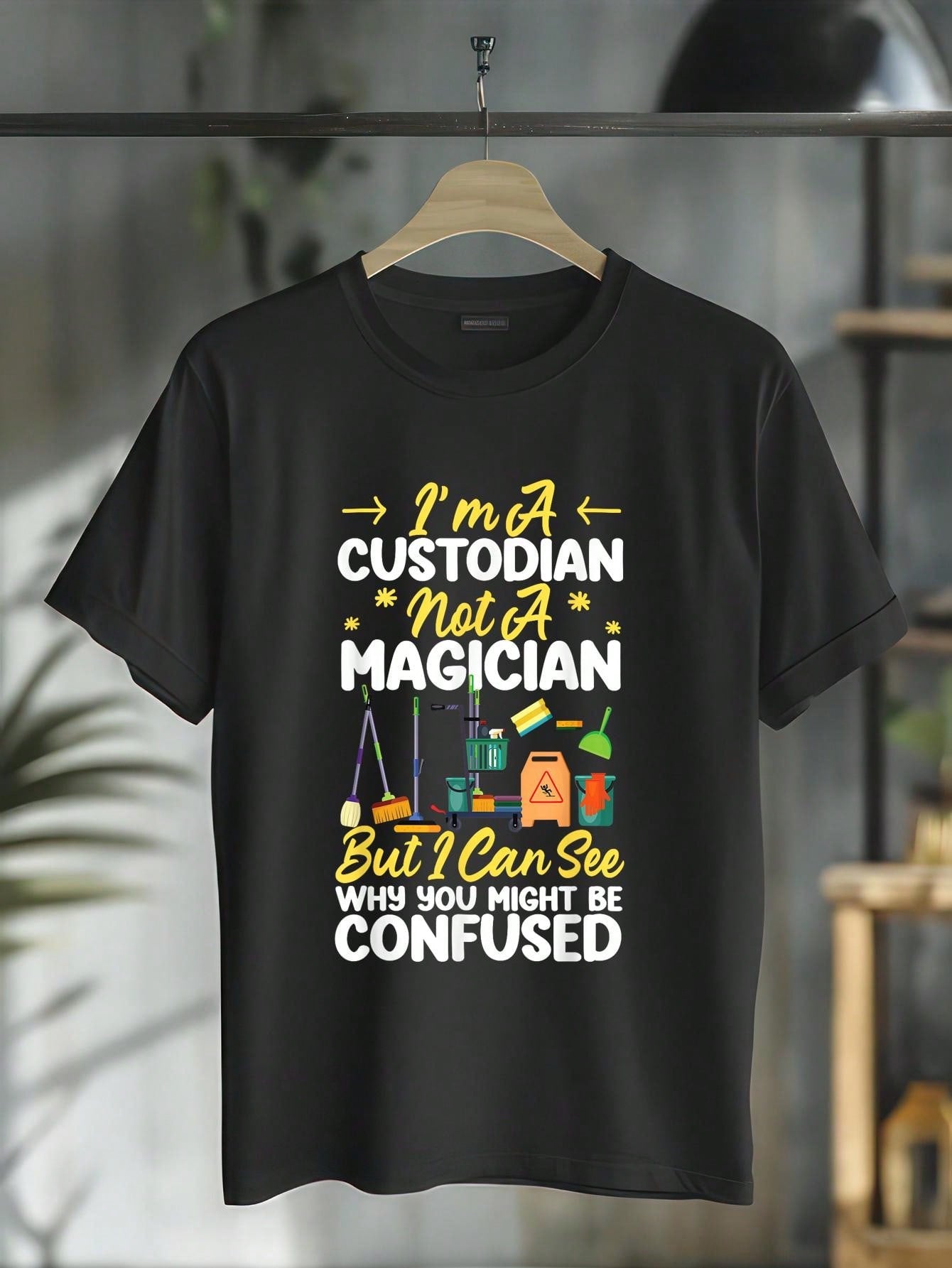 Unleash your inner custodian with this 'I'm a Custodian, Not a Magician' t-shirt! Show off your pride for the hard work and dedication it takes to keep things sparkling clean. With a playful tone, this unisex graphic tee is a must-have for any custodial wizard.