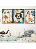 Add a joyful touch to your nursery with this adorable 3-piece wall art set. Featuring playful monkeys, cheerful lions, and gentle giraffes, these frameless canvas prints bring a warm and whimsical vibe to any little one’s room. Easy to hang and perfect for sparking imagination, this set creates a fun and inviting space for your child to grow and explore.