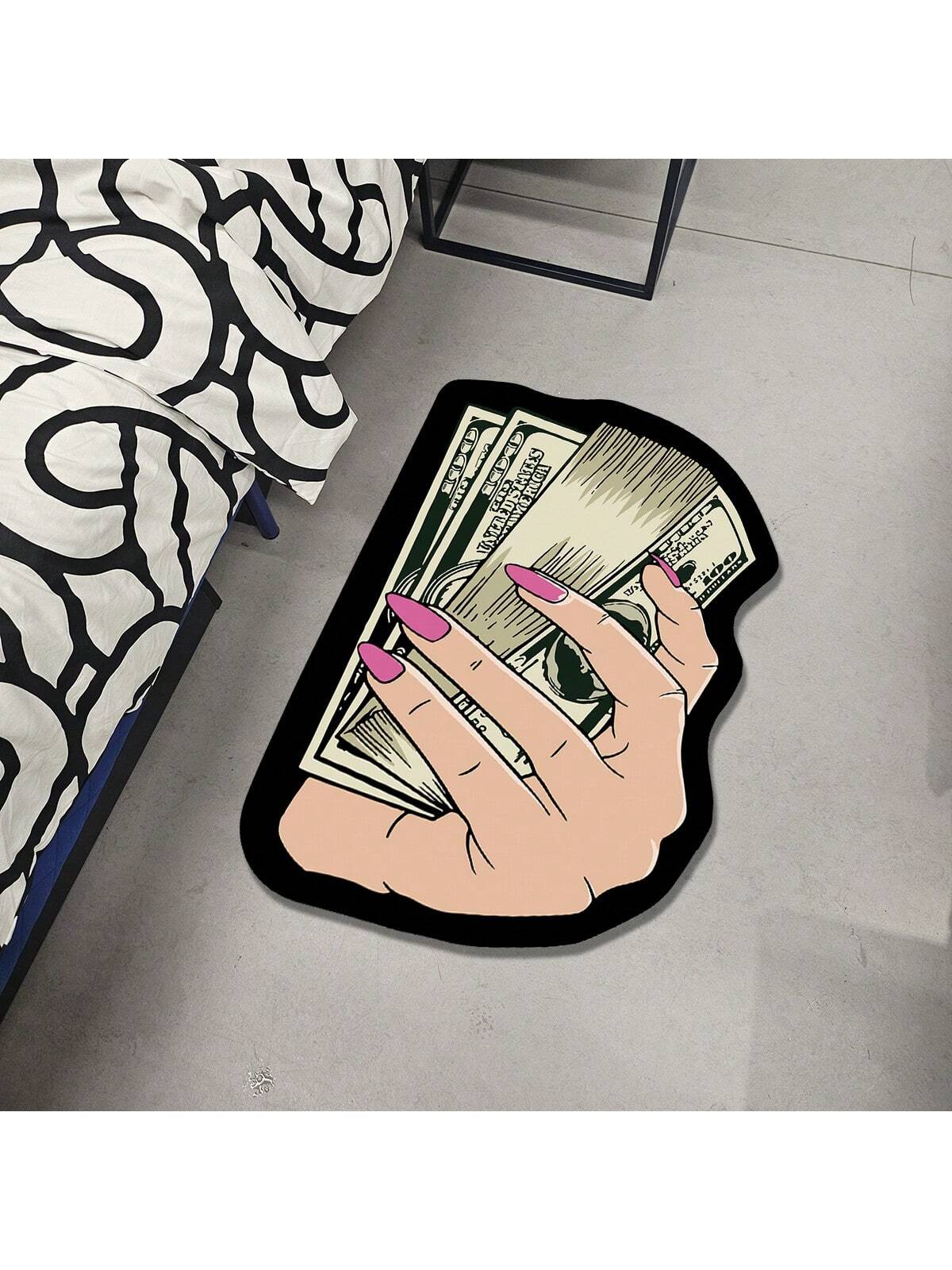 Add a fun twist to any room with this Cute Cartoon Dollar Bill Pattern Plush Area Rug. Its soft, plush texture invites cozy comfort, while the anti-slip backing keeps it safely in place. The quirky asymmetrical design brings a playful vibe that brightens up bedrooms, playrooms, or living spaces with a touch of whimsy. Perfect for those who love unique, eye-catching decor that’s both comfy and secure.