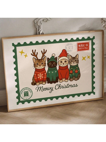 Bring festive cheer to any room with this adorable cat sporting a jolly Santa hat! Perfect for holiday decorating, this charming print captures the whimsical spirit of Christmas with its playful feline friend. Whether you're decking the halls or searching for a thoughtful gift for cat lovers, this cheerful artwork adds warmth and personality to walls, shelves, or gift exchanges. A delightful way to celebrate the season with a smile!